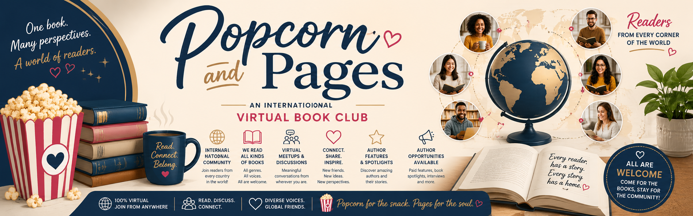 🍿📚 Popcorn and Pages — An International Virtual Book Club cover image